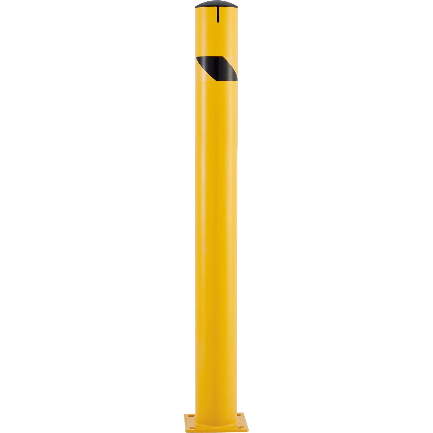 Global Industrial Steel Bollard w/Chain Slots  Removable Cap 5-1/2"Dia. x 60"H