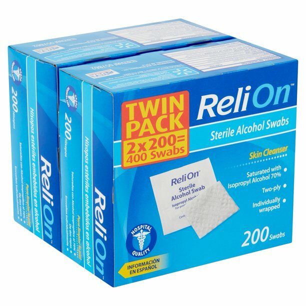 ReLion Alcohol Sterile Alcohol swabs 70% Isopropyl 2-Ply Pads 3X 400 (1200x) USA
