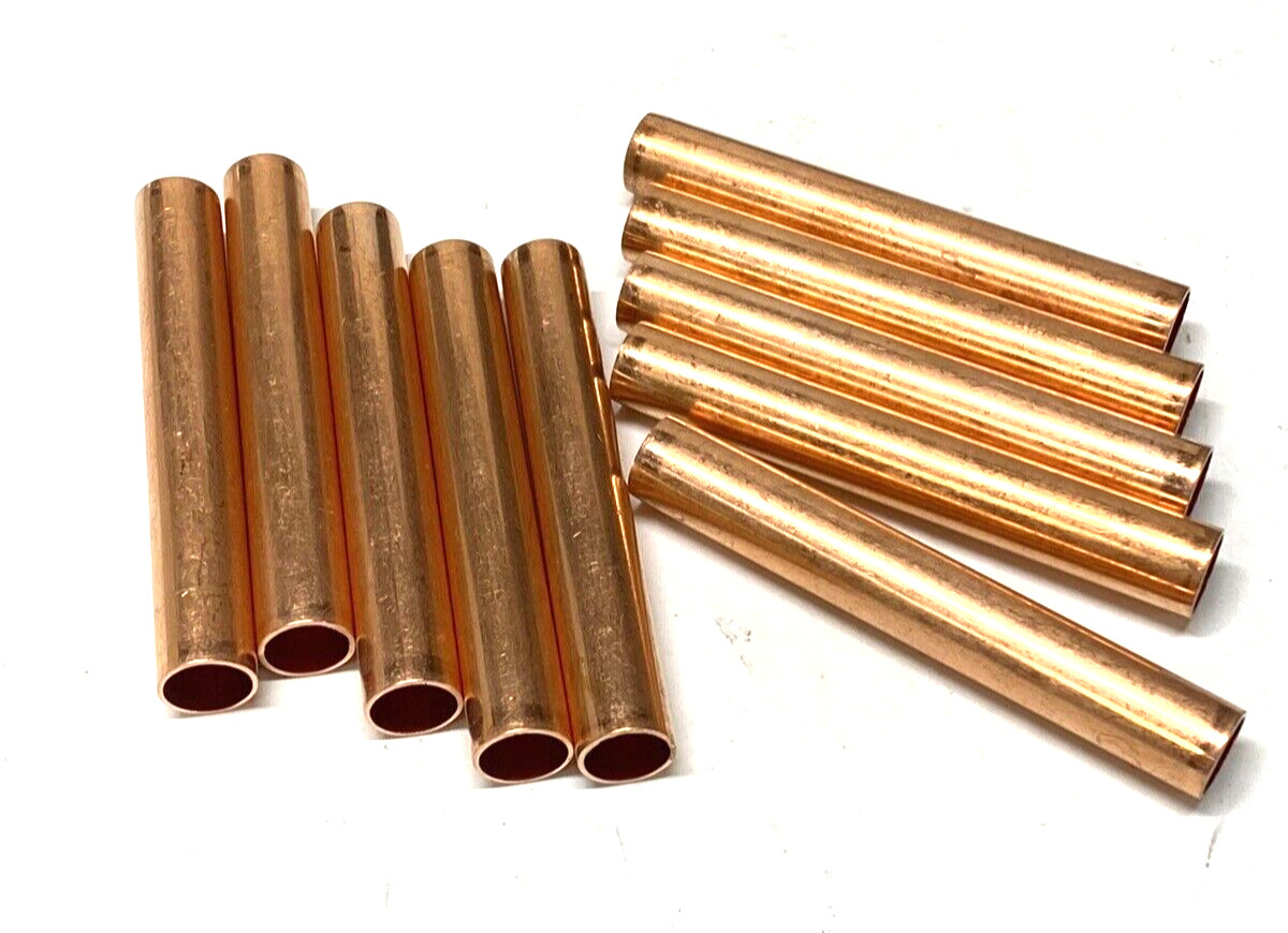Lot of 10 Copper Pipe/Tube 3/8" x 3" Nom (Actual 0.47" OD x 0.41" ID x 3-1/8" L)