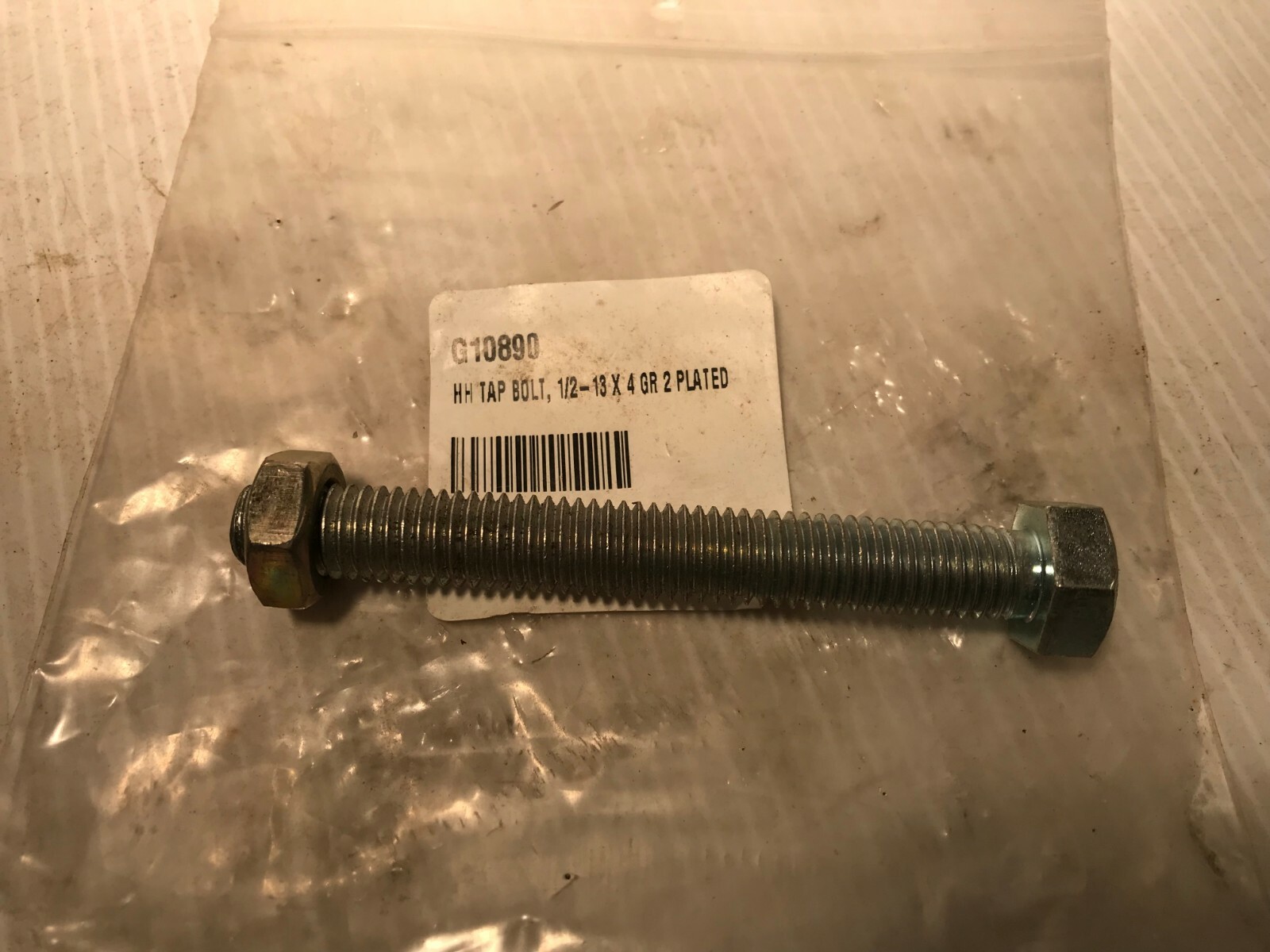 G10890  GENUINE Kinze HH FULL THREAD TAP BOLT & NUT   1/2" - 13 x 4  GR 2 Plated