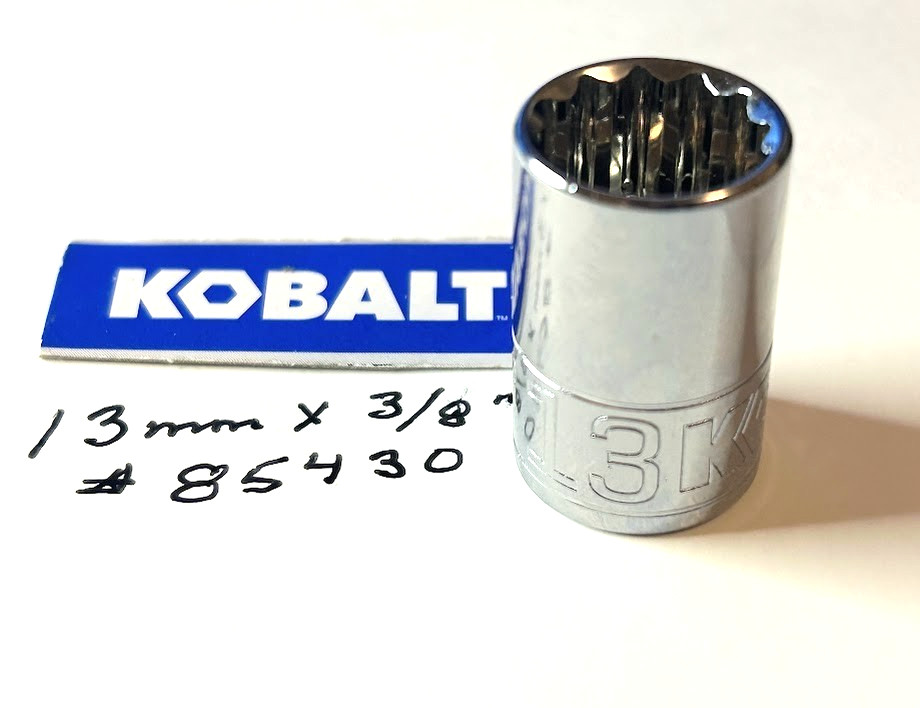 Kobalt 13 mm x 3/8" Dr Standard Chrome Socket 12 Pt  # 85430 Free USA Shipping