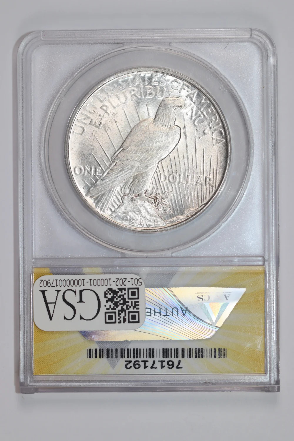 1922-D PEACE DOLLAR ANACS AU58