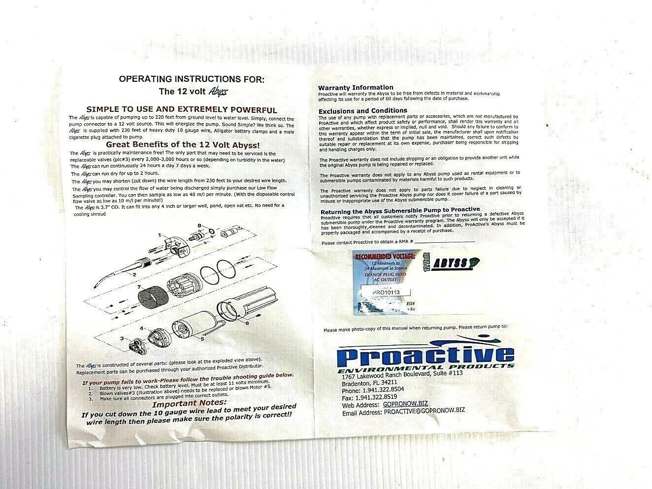 Proactive PRO10380 12-Volt Abyss Pump!