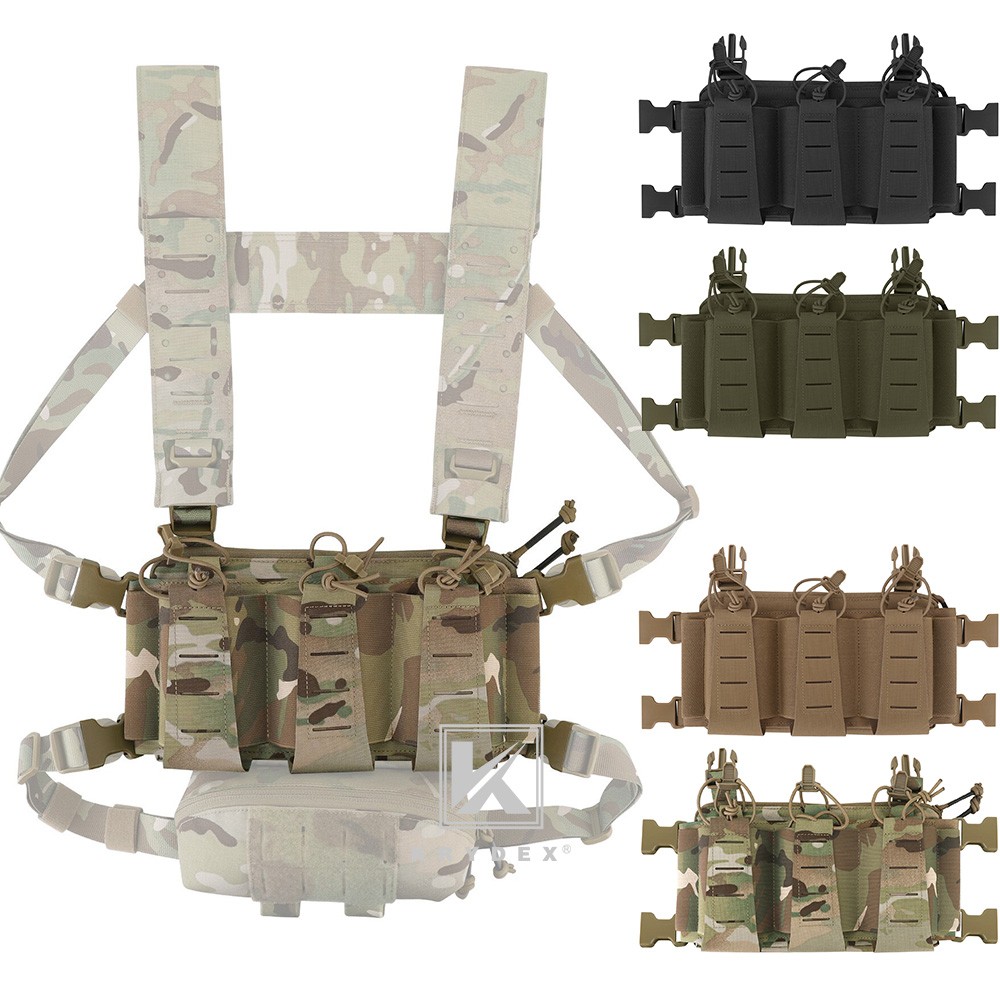 KRYDEX Tactical Placard Elastic Triple 5.56 Magazine Pouch Holder Low-Profile