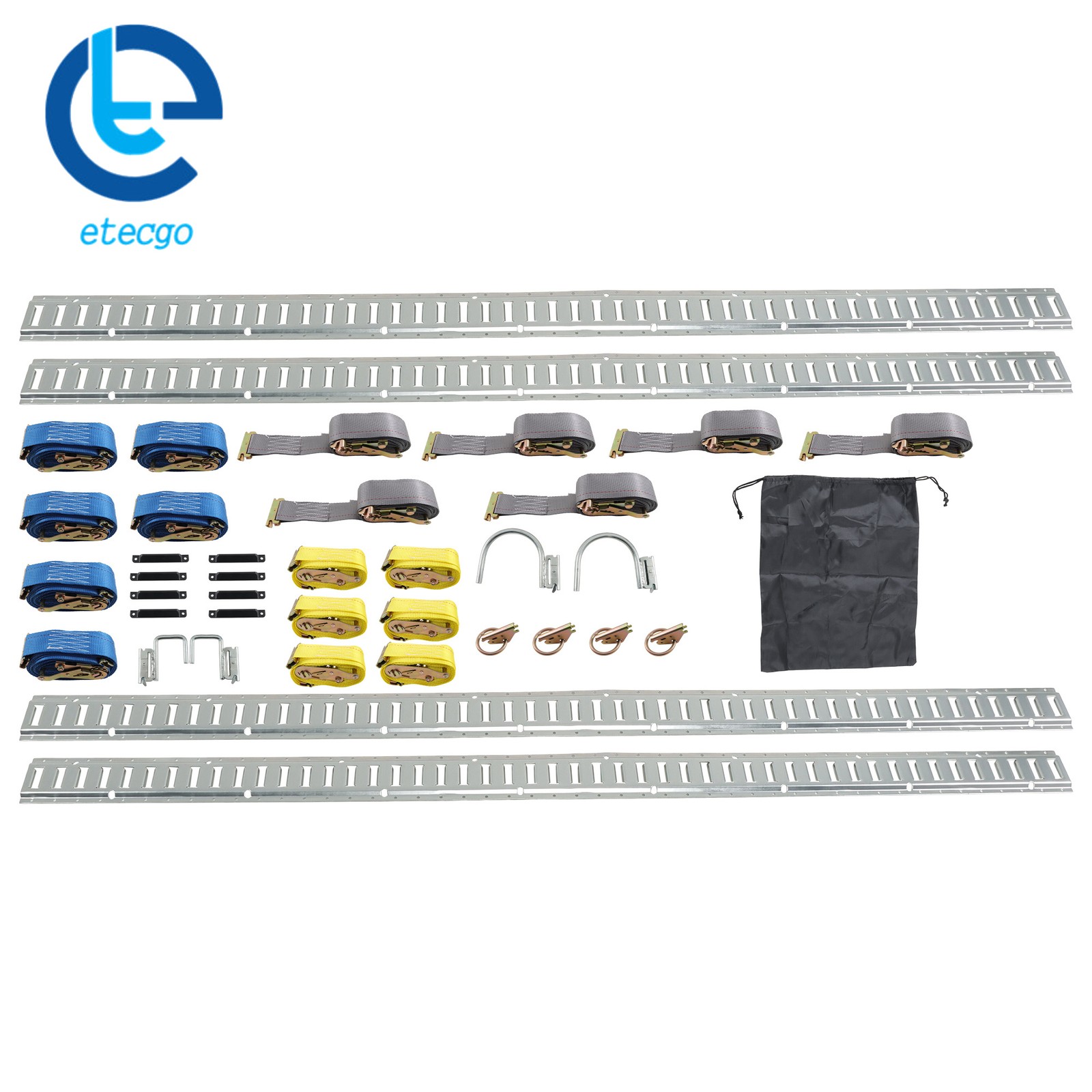 37 Piece 8' Galvanized E Track Rail Set Silver Finish Fit For Trailers And Vans