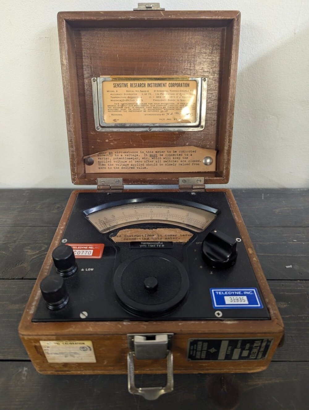 1951 Vintage AC Voltmeter by Teledyne and Sensitive Research Instrument Corporat