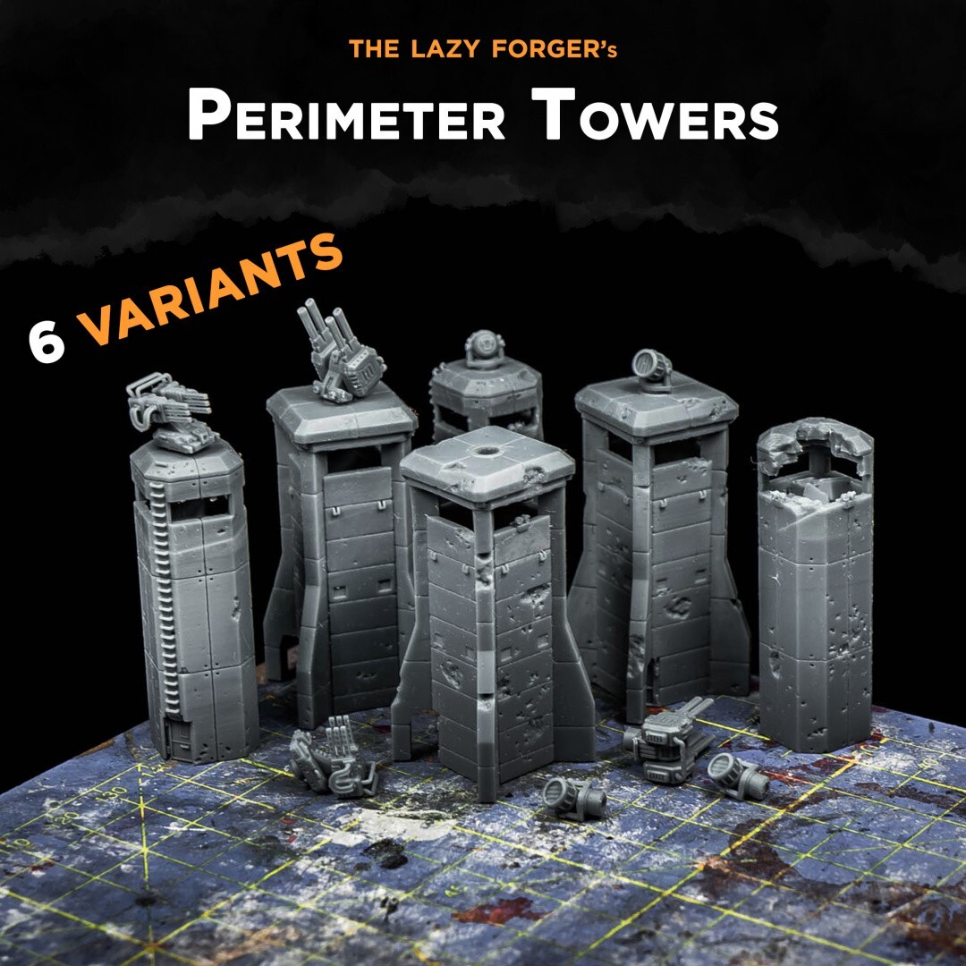 Perimeter Towers set of 6 - Scenery -  6mm - Epic - Resin Miniatures