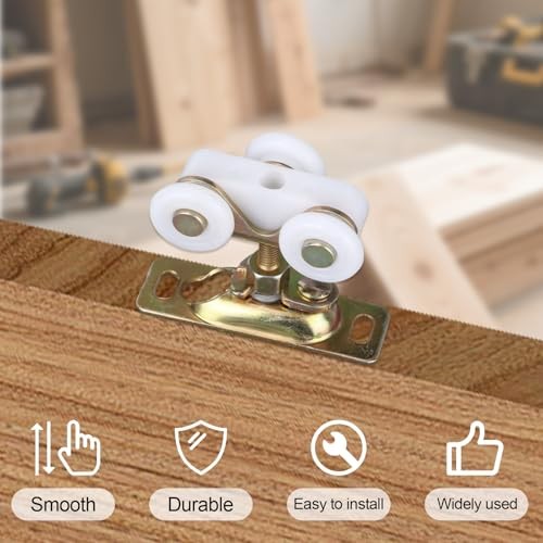 2pcs 3/4" Sliding Door Wheels Replacement Kit, Pocket Door Rollers Gold