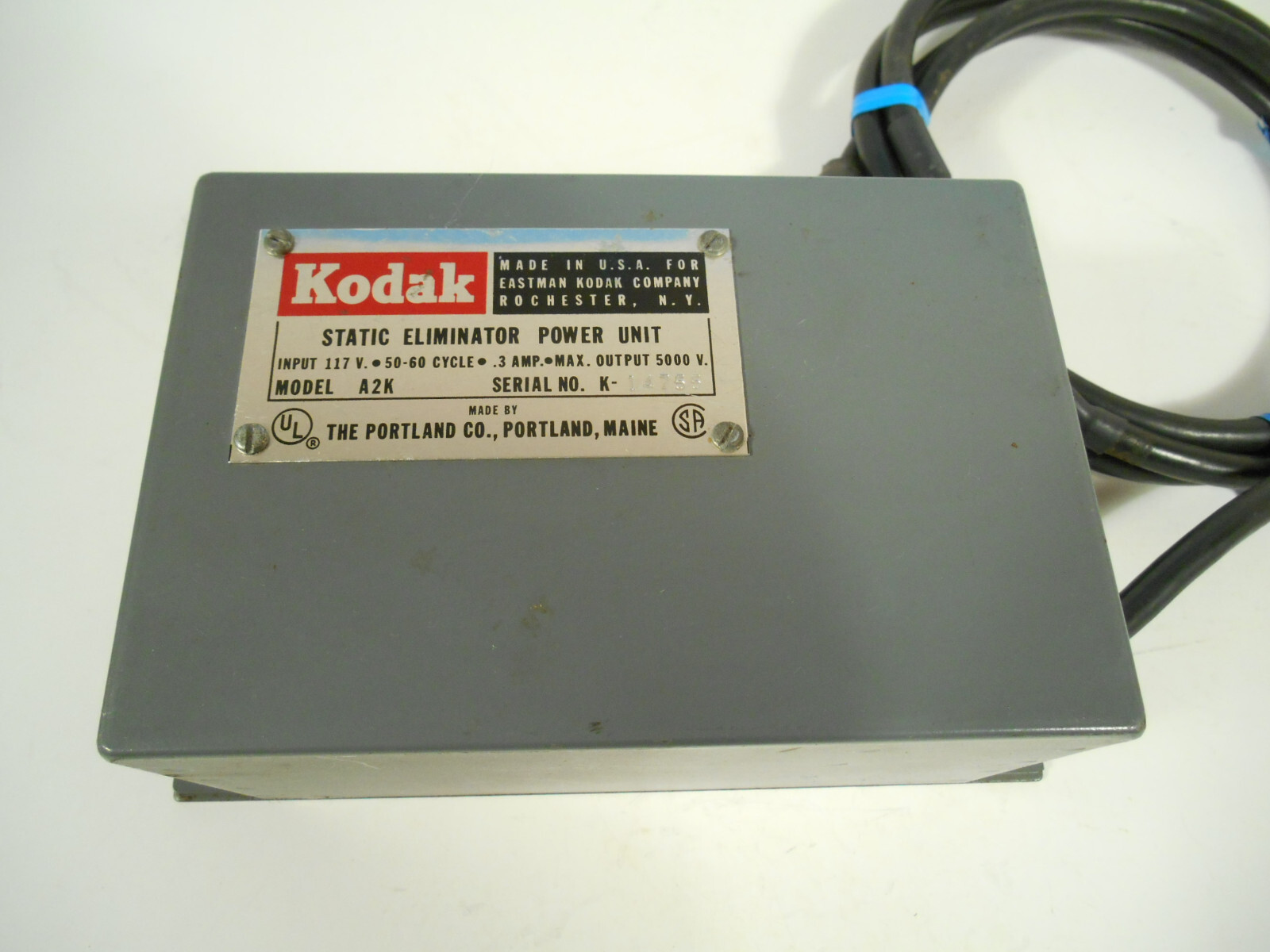 Kodak A2K Static Eliminator Power Unit Transformer 117V Input .3A 5000V Output