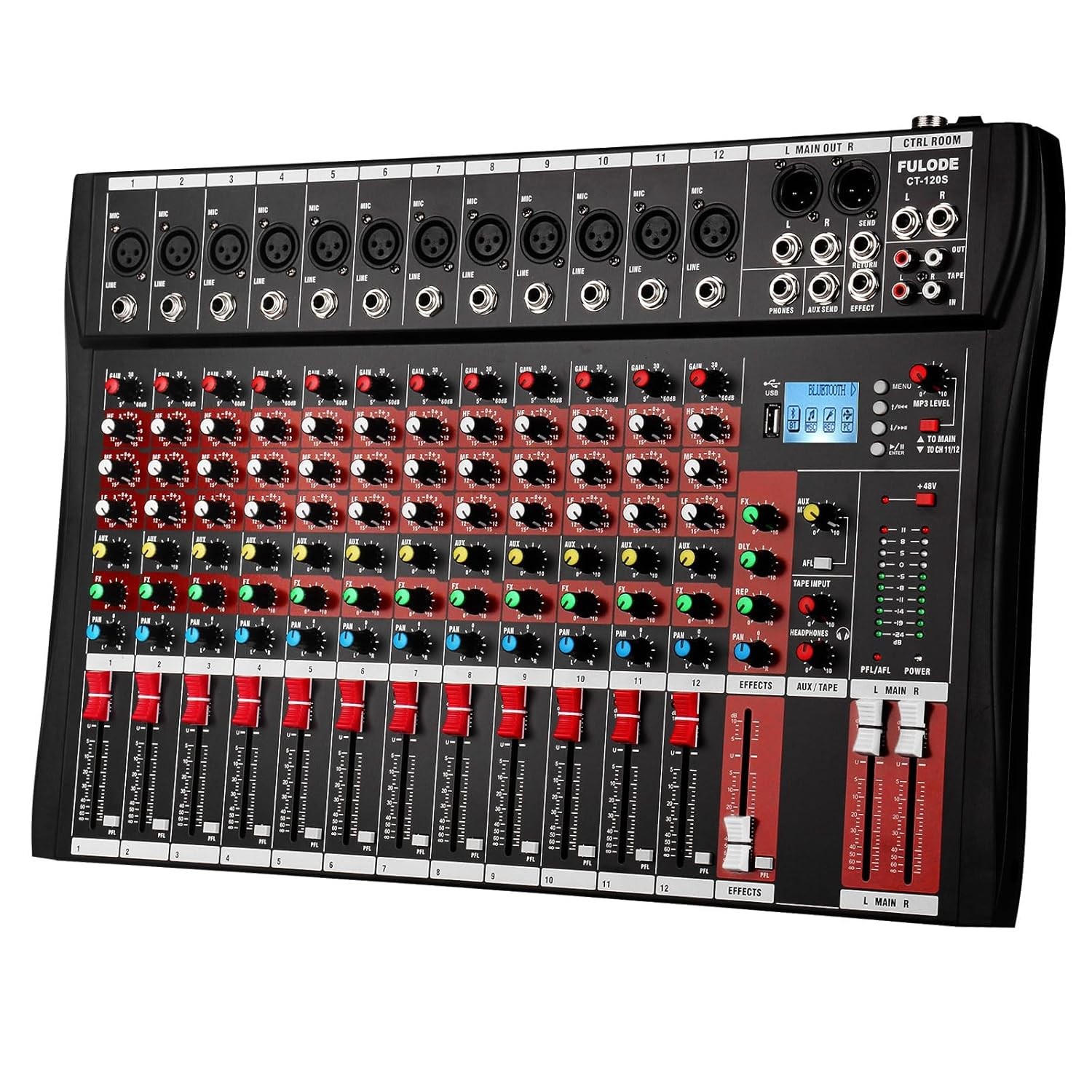 12 Channel Professional Music Mixer Audio Console DJ Mixer Equipment CT-120S