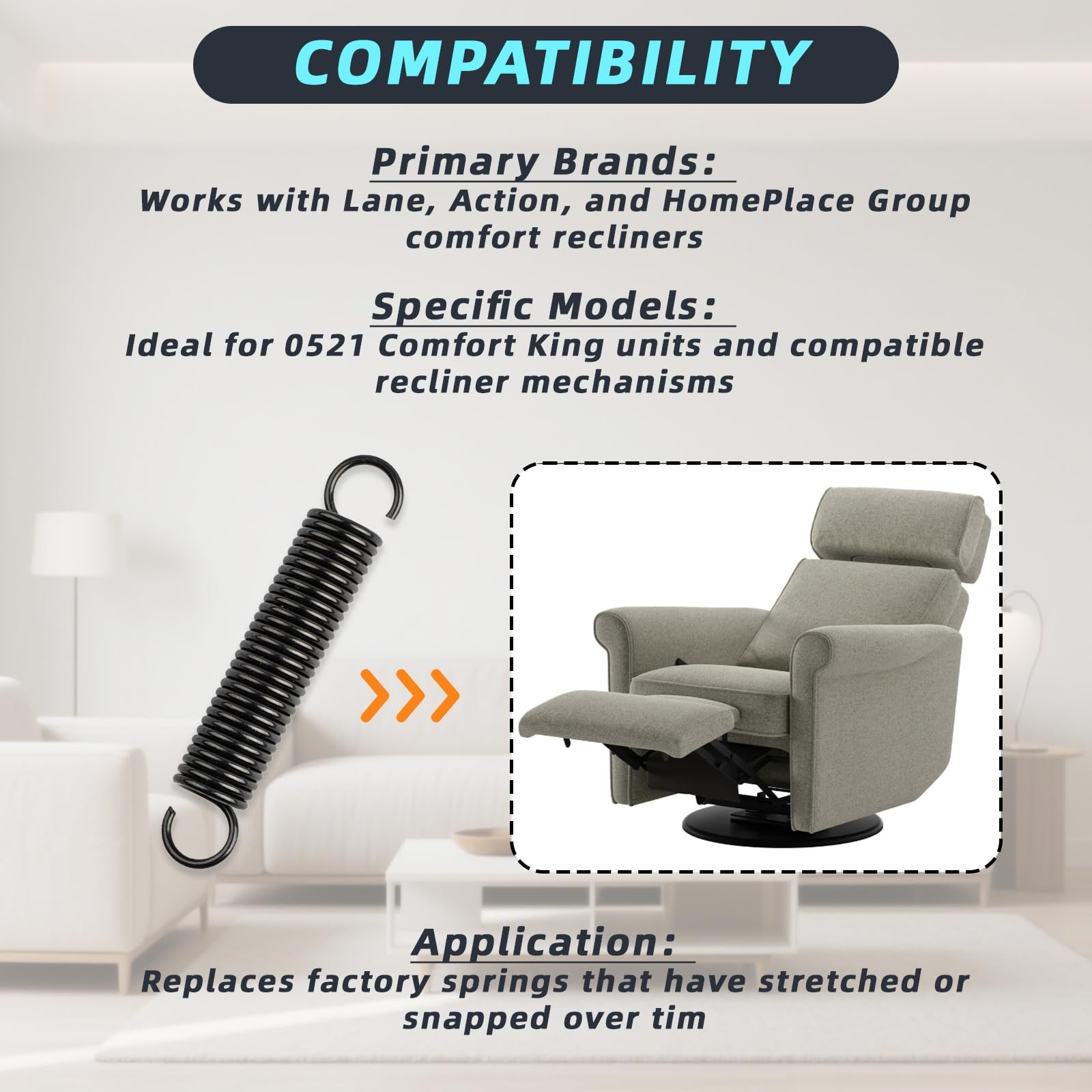 4 7/8" Recliner Extension Springs Recliner Mechanism Extension Springs，Reclin...