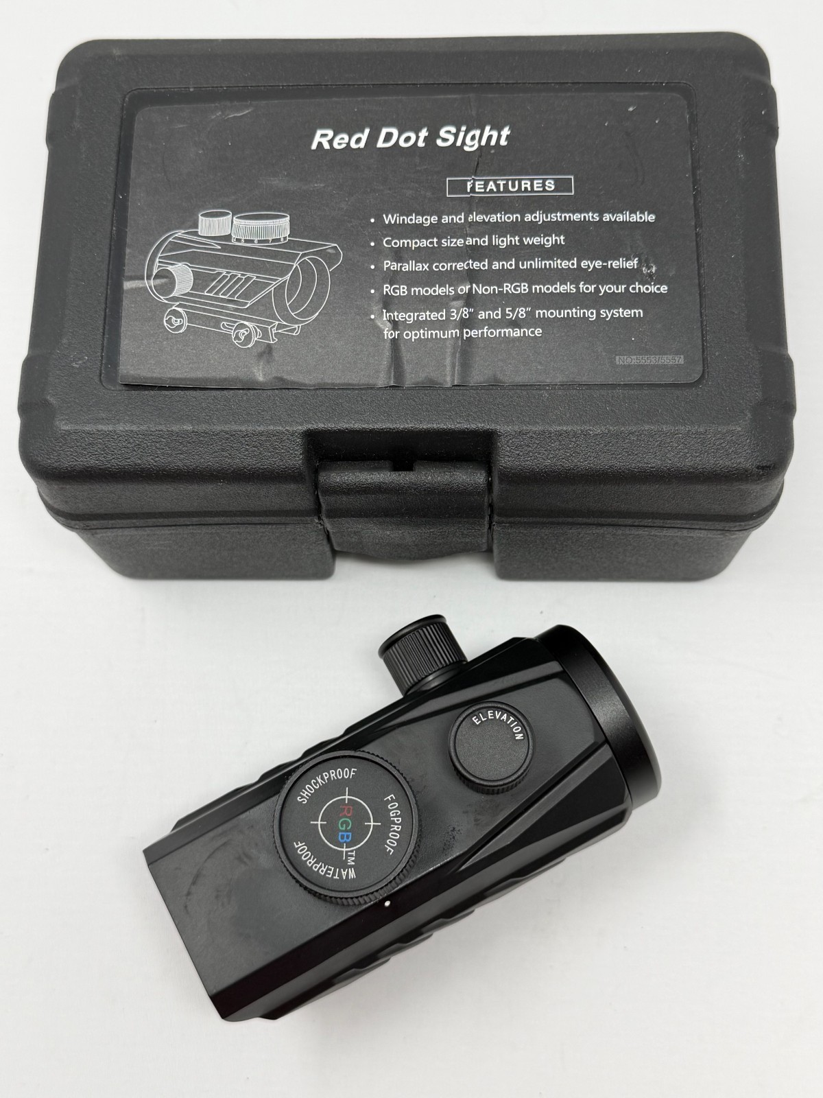 UUQ RGB Red Dot Sight Scope Reflex Optic w/ Case Manual Mounts Battery Untested
