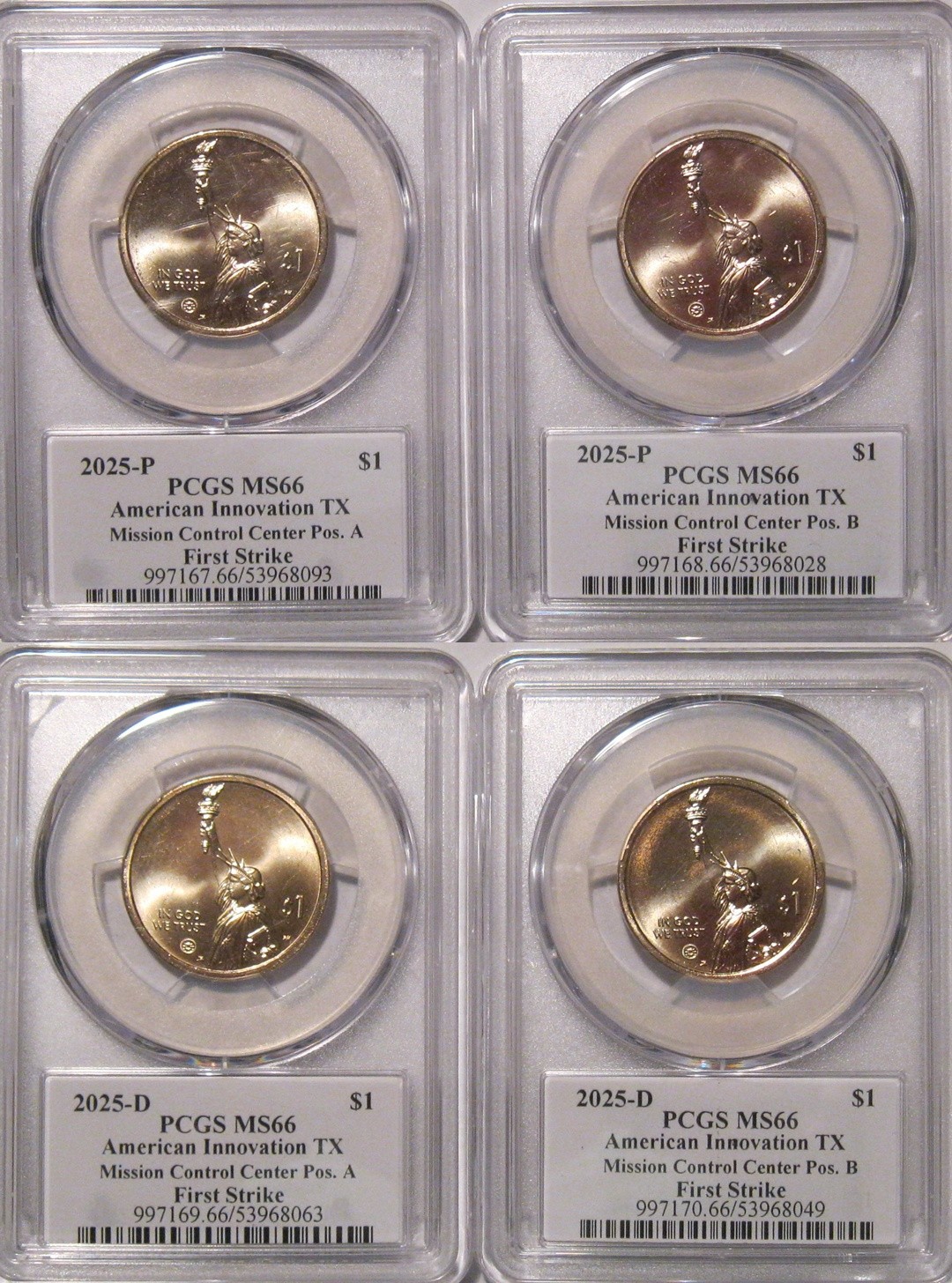 2025 P & D Texas Mission Control Innovation $1 Dollar PCGS MS66 A&B FIRST STRIKE