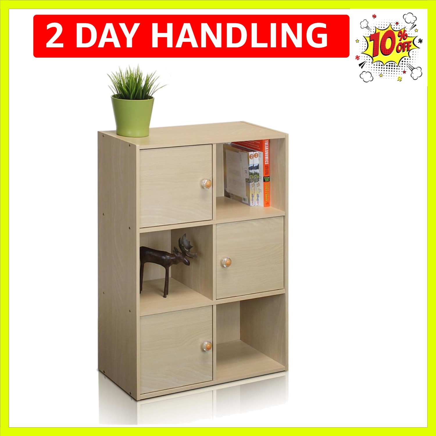 Pasir 3 Tier Shelf with 3 Door/Round Handle, Steam Beech