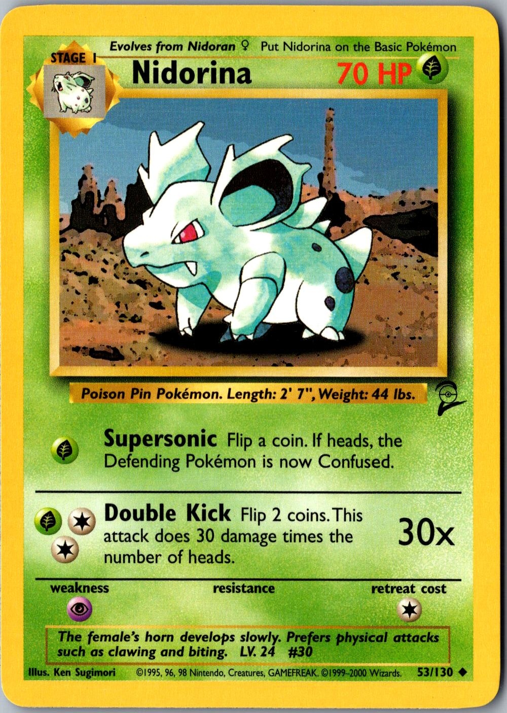 Nidorina 053/130 Uncommon Base Set 2 Lightly Played Pokemon Card TCG Single