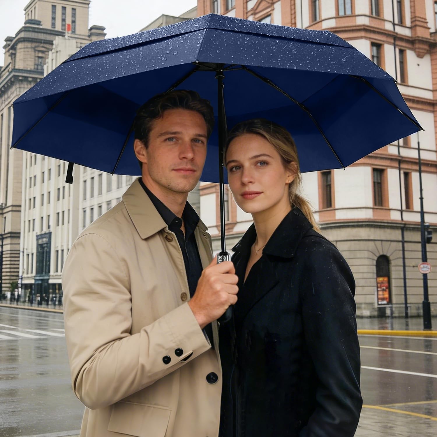 Large Compact Golf Umbrella - 54inch Oversized Auto Open Close Folding Golf U...