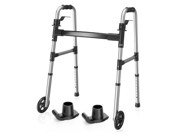Loyoda Folding Walker with 2 Skis and 5" Wheels, Lightweight Walkers