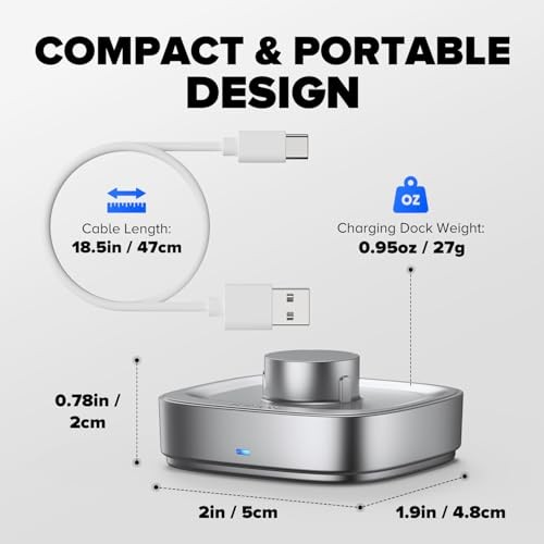 Ring Chager Compatible with Ou-ra Ring4, Fast Charge for Ou Size 8 Silver Grey