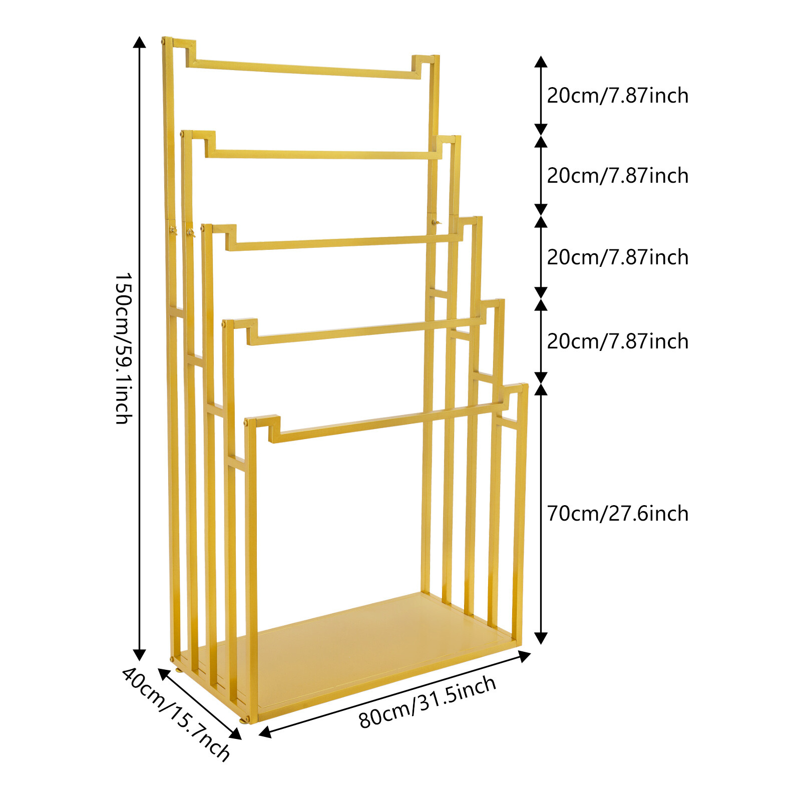 Freestanding Scarf Display Stand, 5-tier Metal Scarf Holder Organizer Indoor
