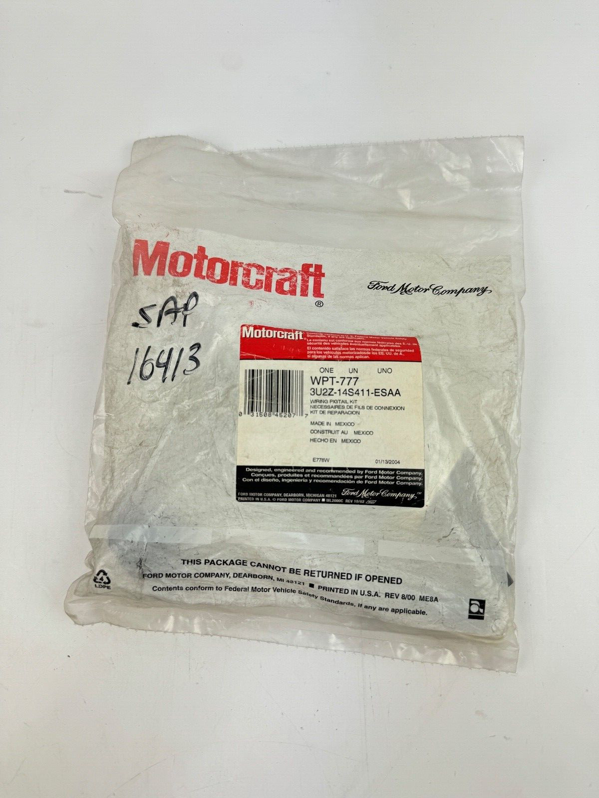 GENUINE OEM Motocraft WPT-777 3U2Z-14S411-ESAA Wiring Pigtail Kit