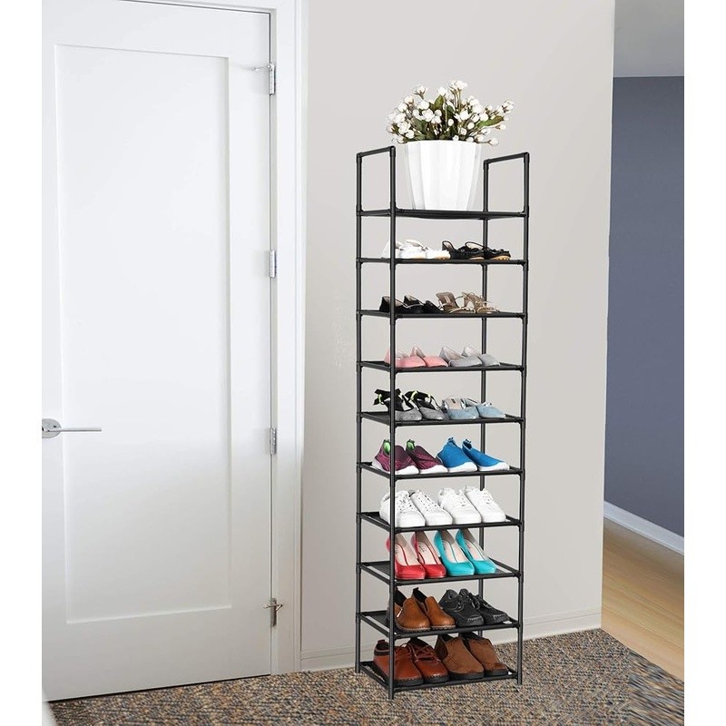 Durable 10 Tier Shoe Rack Space Saver Waterproof Storage Organizer Easy Assembly