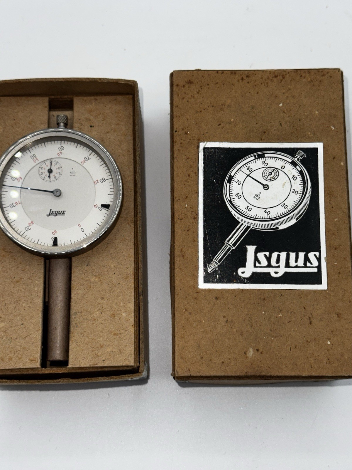 Vintage Isgus Dial Test Indicator Gauge 0.01mm Analog precision Meter.