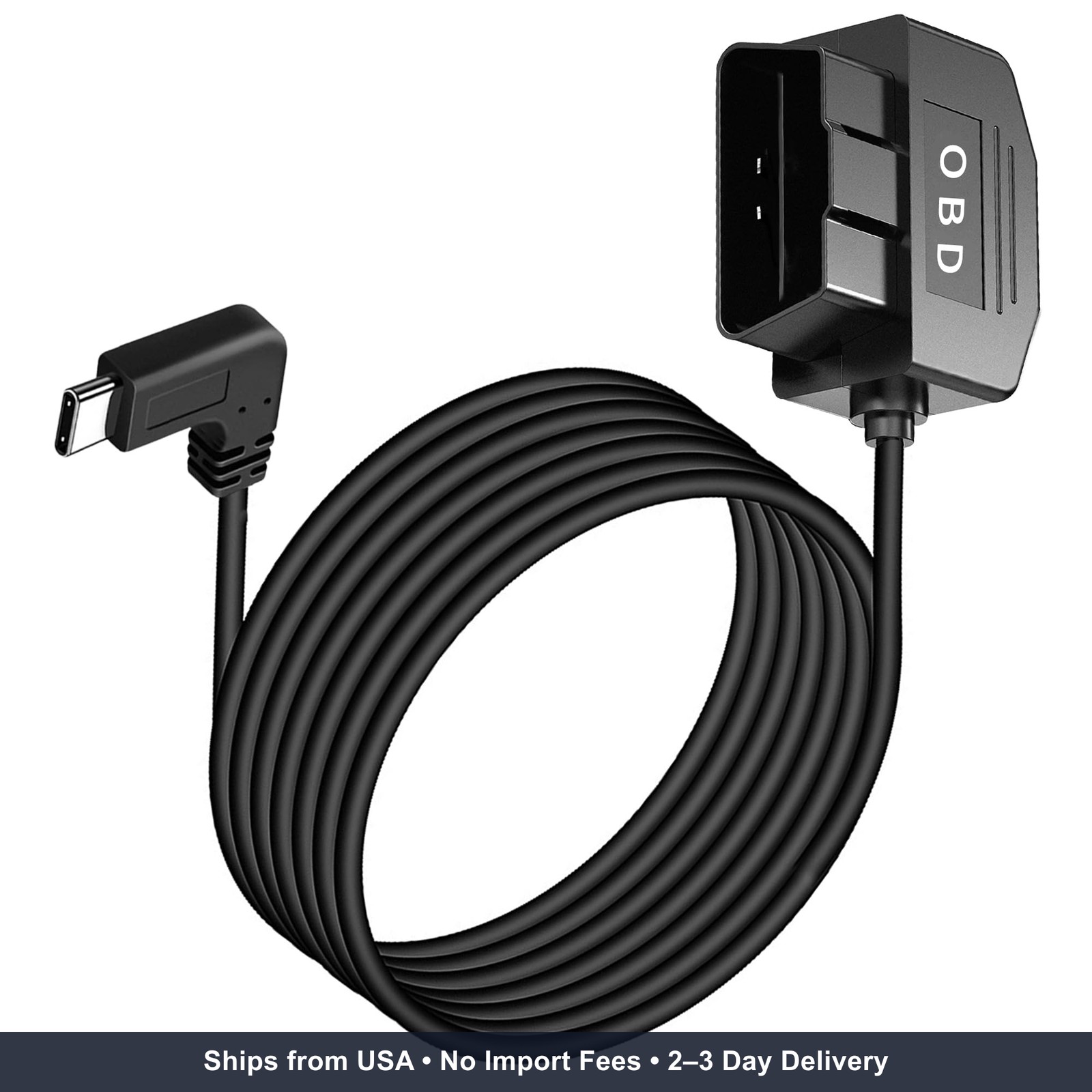 OBD OBD2 Hardwire Kit Power Cable for Dash Camera with 90Degree USB Type C 12-36