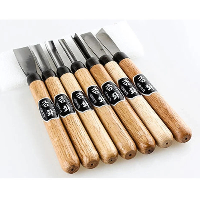 High Carbon Steel Wood Carving Tools Chip Detail Chisel set  7Pcs