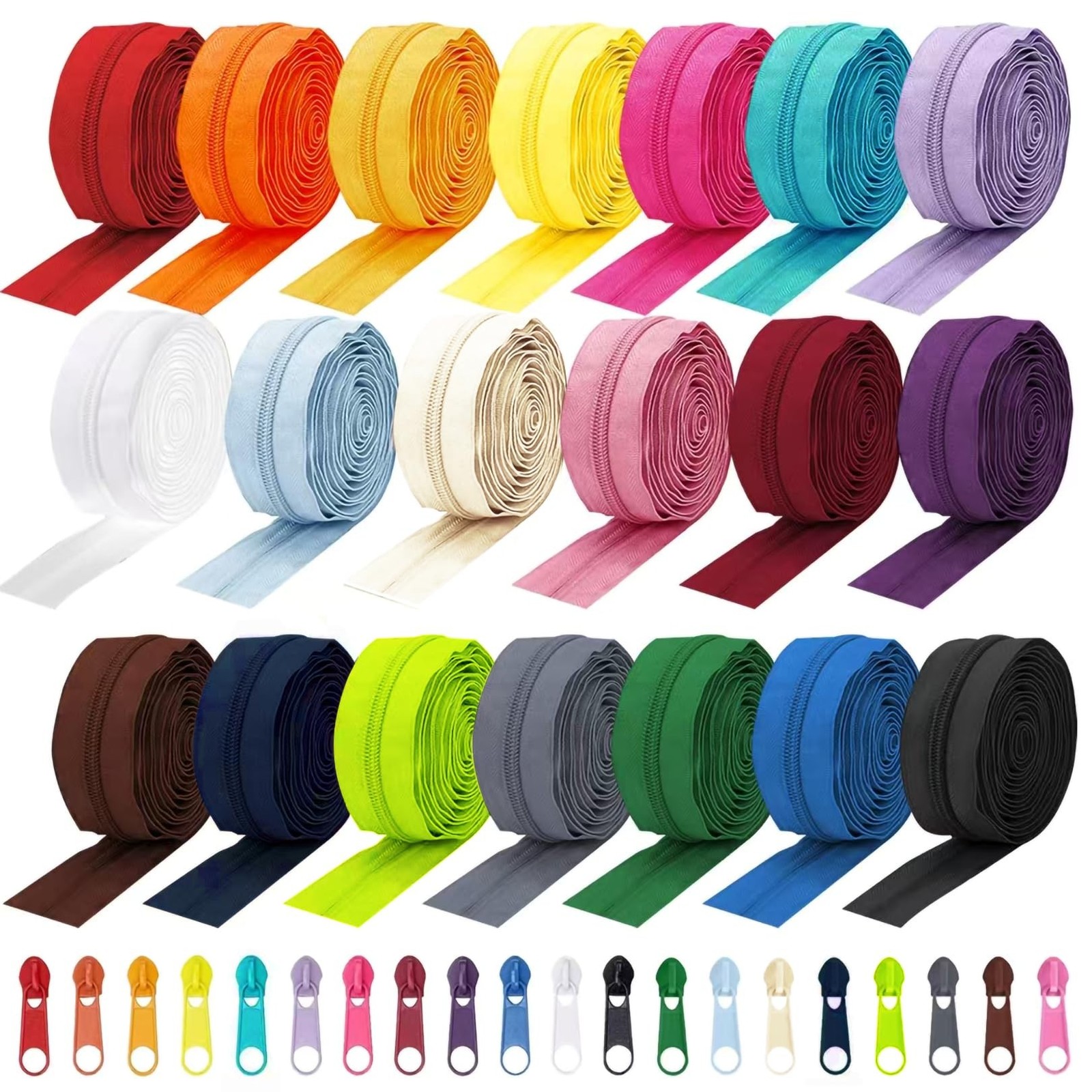 Amtvuzy 80 Yards 20 Colors Zipper,#3 Nylon Coil Zippers Bulk for Sewing,DIY C...