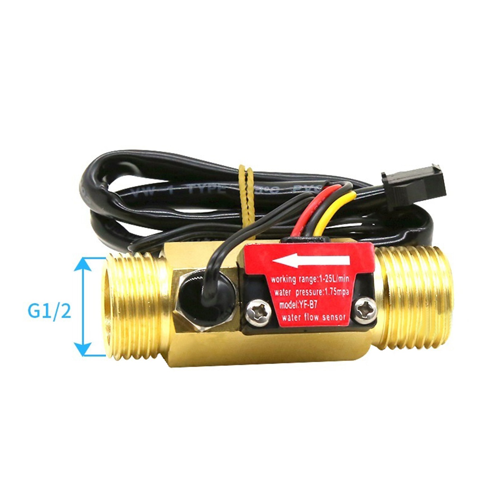 1/2" Flow Sensor Water Flow Switch w/ Temperature Detection for Hot Water System