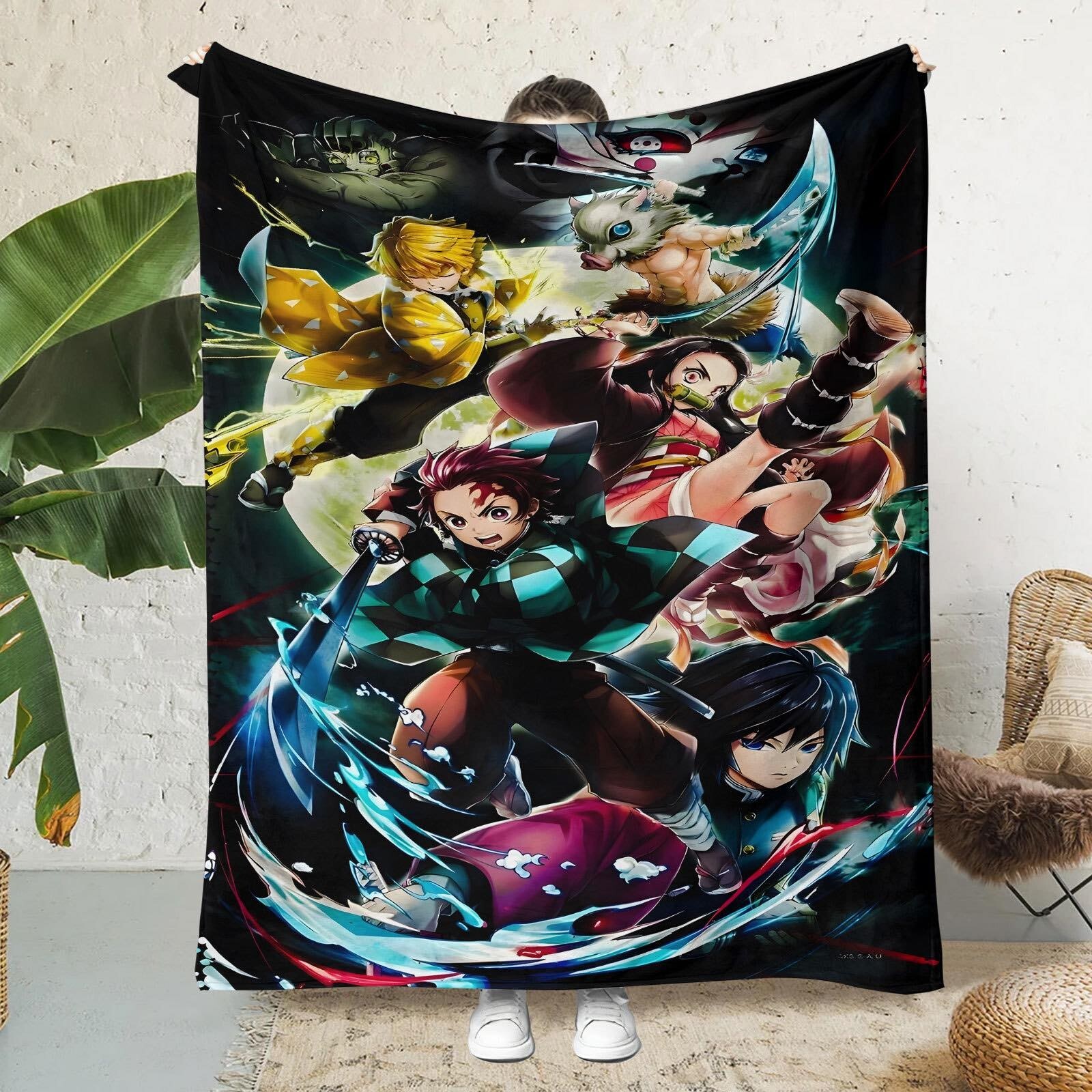 2024 Demon Slayer Blanket Cozy Throw Blanket super soft for kids gaming gift