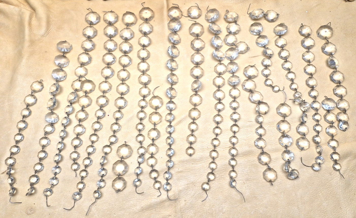 ANTIQUE Lot Of 100 Glass Crystal Chandelier Beaded Parts Repair replacement #1a