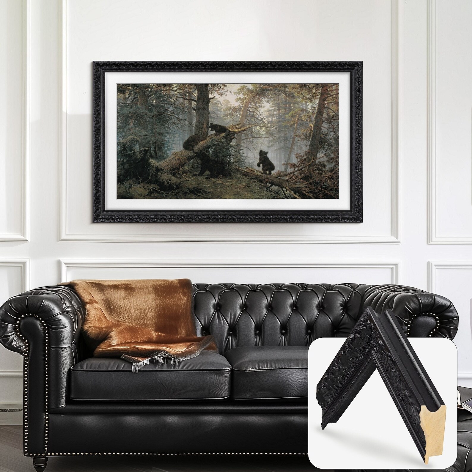 Decorated black frame for Samsung The Frame TV 32, 43, 50, 55, 65, 75, 85