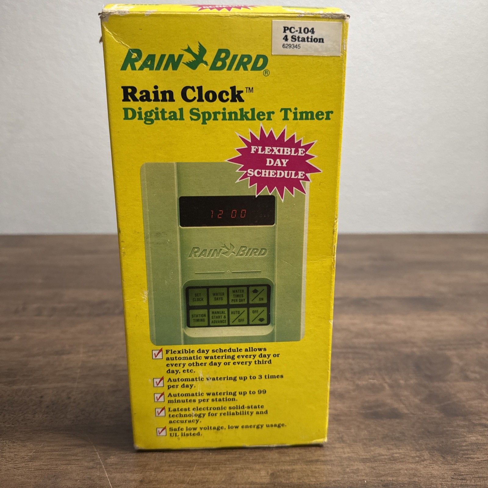 Rain Bird Rain Clock 4 Station Digital Sprinkler Timer PC-104 Rainbird New