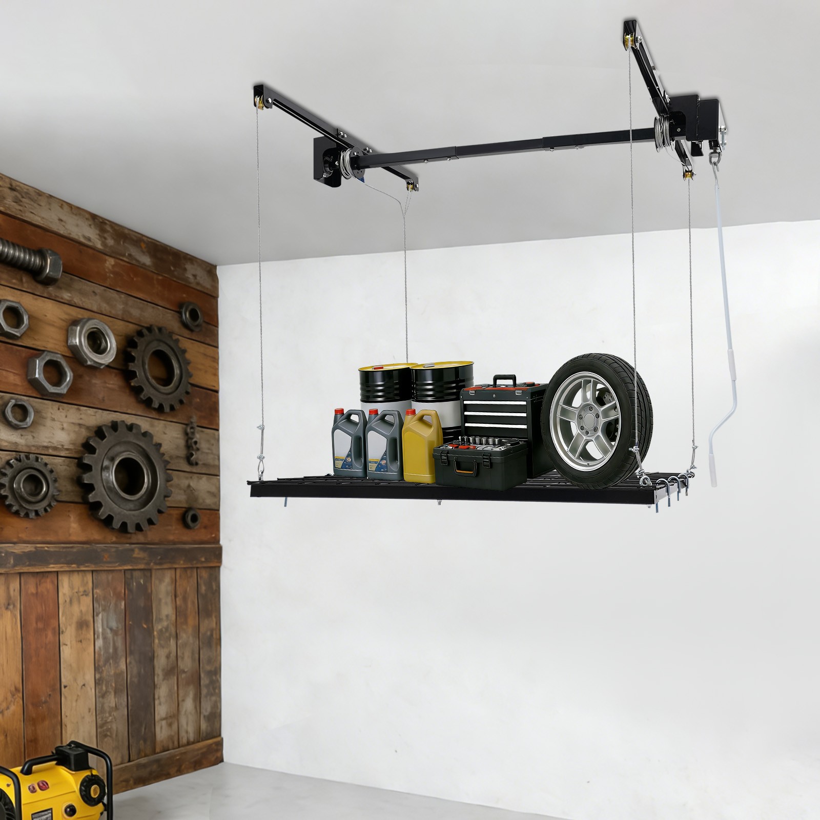 Overhead Garage Lifting Storage Rack, Garage Storage Rack, Adjustable Height Gar