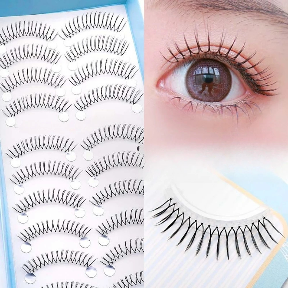 10 Pairs Of False Eyelashes Anime Style 11Mm Curled C-Shaped Thickness 0.07 No D