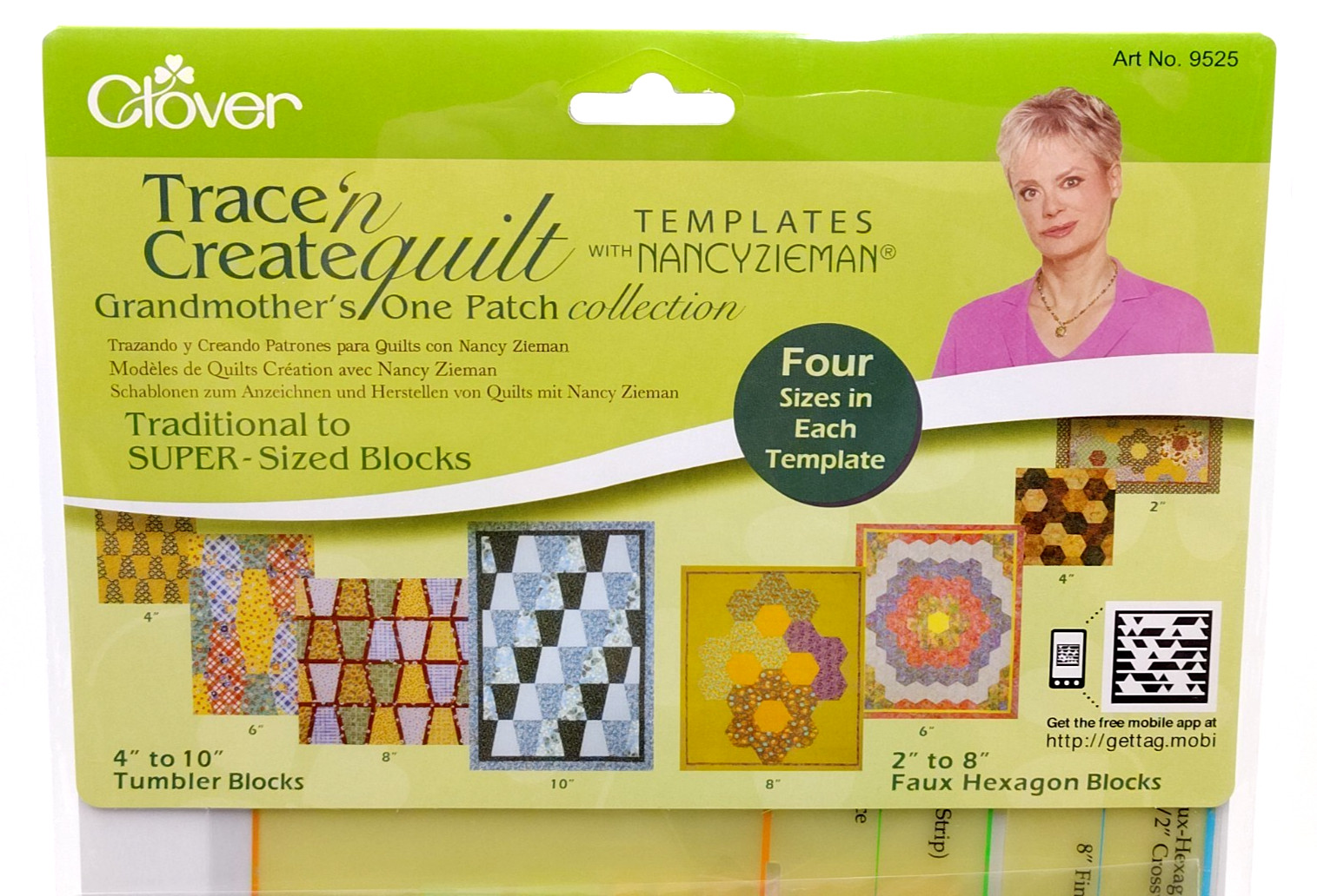 Clover Trace 'N Create Quilt Template GRANDMOTHER'S ONE PATCH Nancy Zieman 9525