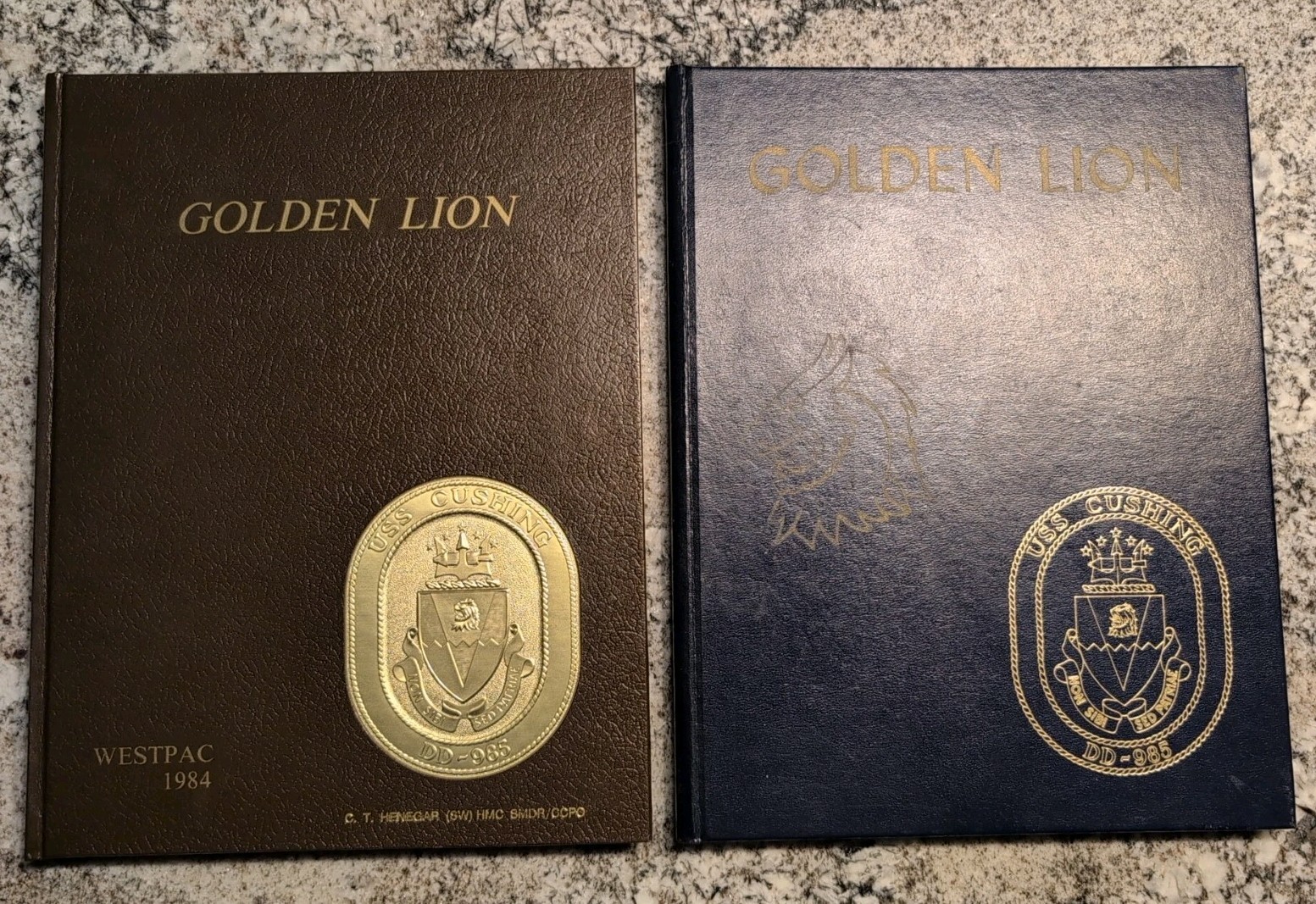 USS CUSHING DD-985 1984 and  82-83 WESTPAC CRUISE BOOK Lot Of (2) GOLDEN LION