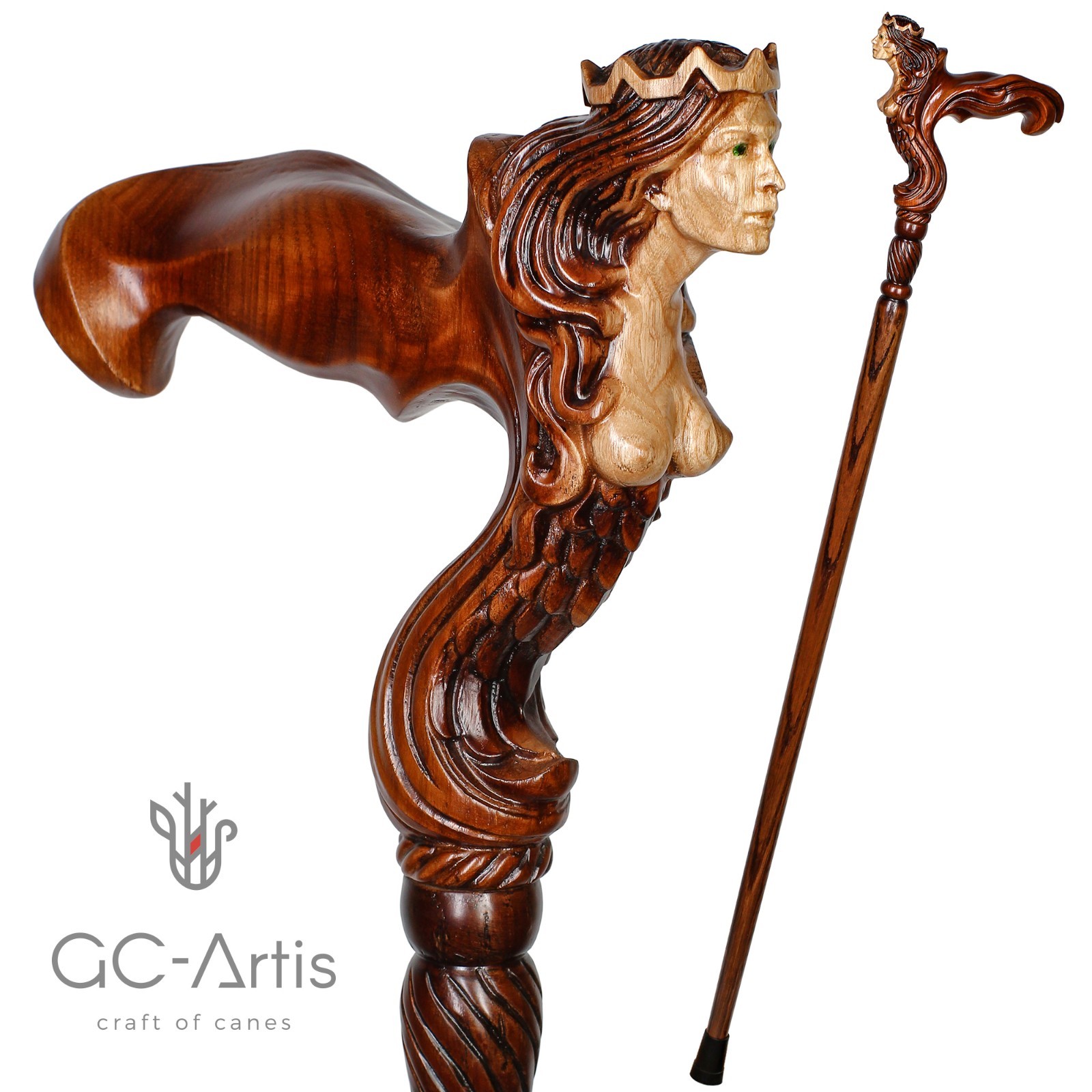 Ergonomic Hand Carved Wooden Stick, Unisex Men Women Hiking Grip Aid
