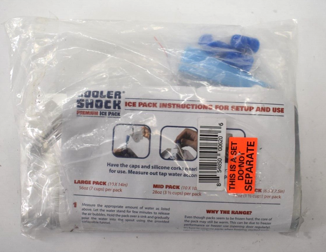 Cooler Shock Reusable Ice Packs All Purpose 4 Pack Replacement Set Kit