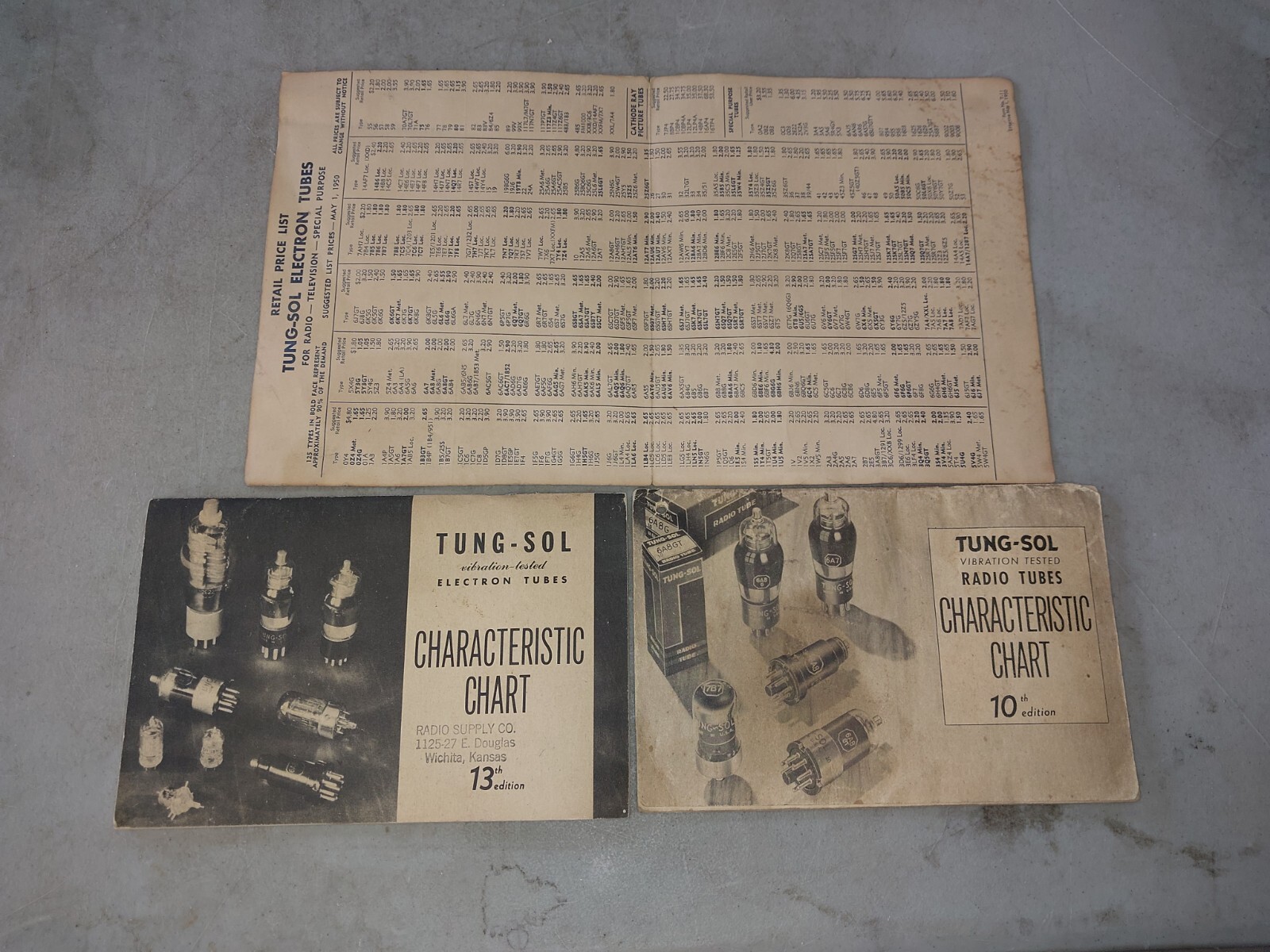 Tung-Sol Radio Tubes Characteristic Charts 10th and 13th edition tube manual