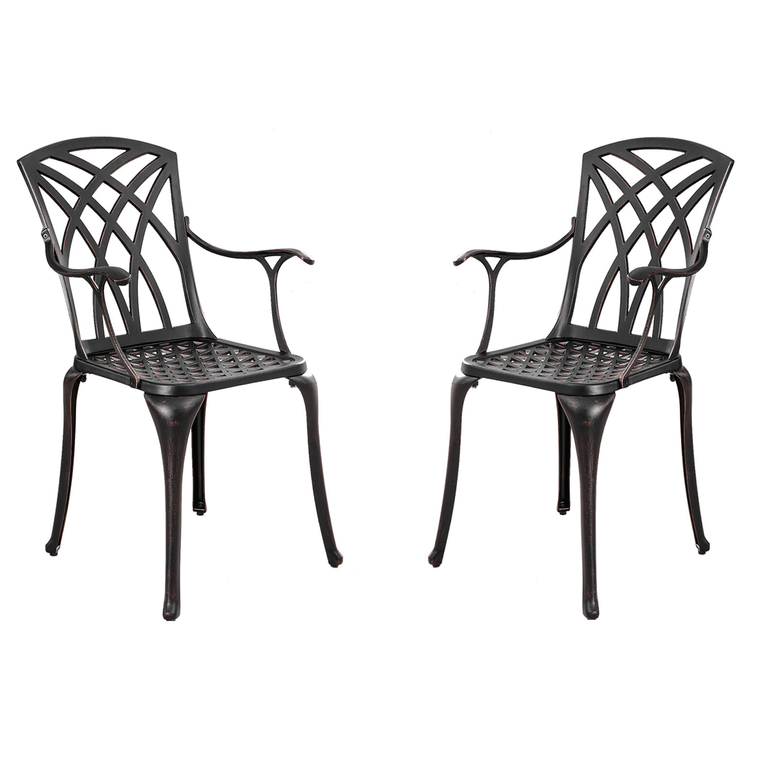 Outdoor Patio Bistro Dining Chair Set 2,All Weather Dining Chair for Yard,Bronze