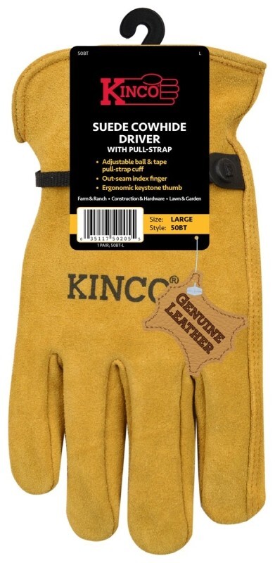NEW Kinco 50BT-XL Suede Cowhide Leather Gold Men's Driver Gloves X-large