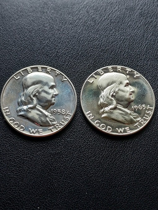 1958-P unc (90% Sil 1/2 Dollar) collectible, 1963-P unc (90% Sil 1/2 Dollar)