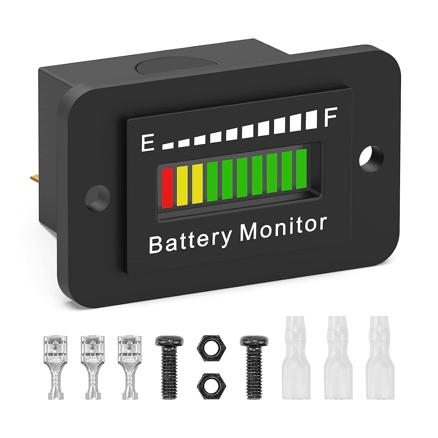 12V 24V 36V 48V 60V 72V Golf Cart Battery Gauge LED 8.65 cubic inches, black