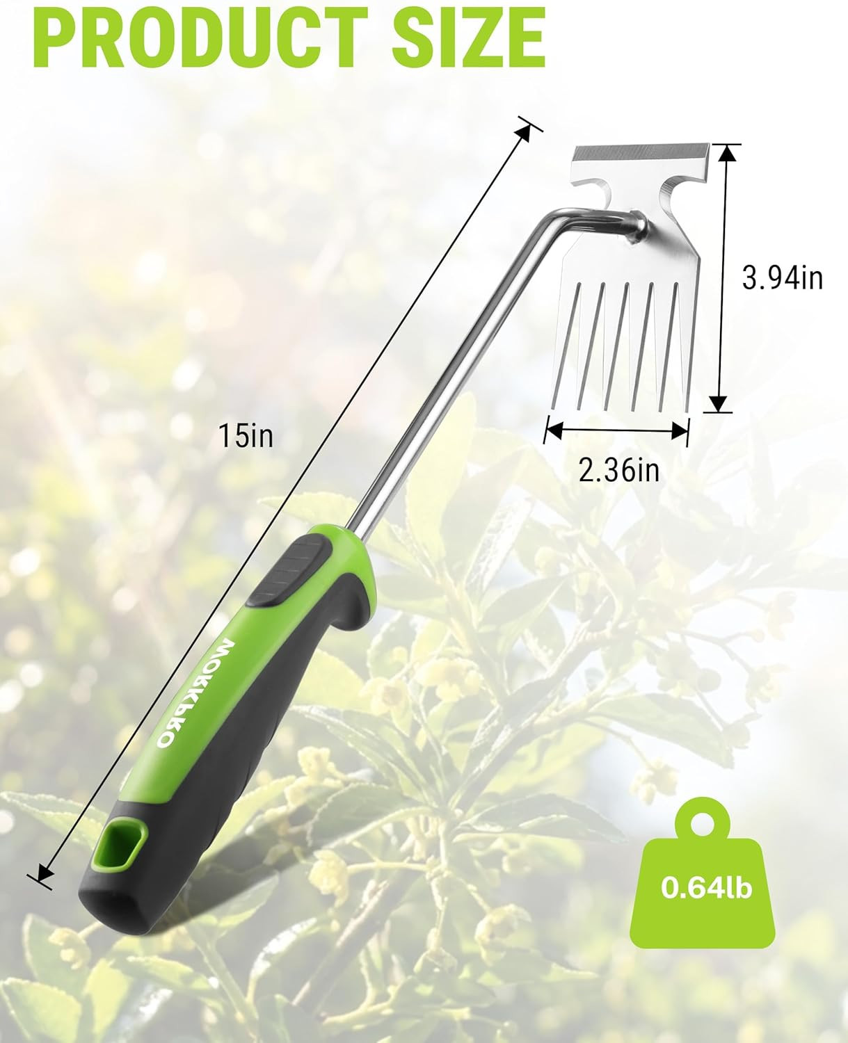 WORKPRO 15-Inch Weed Puller Tool, 6-Tine Heavy Duty Deep Root Remover
