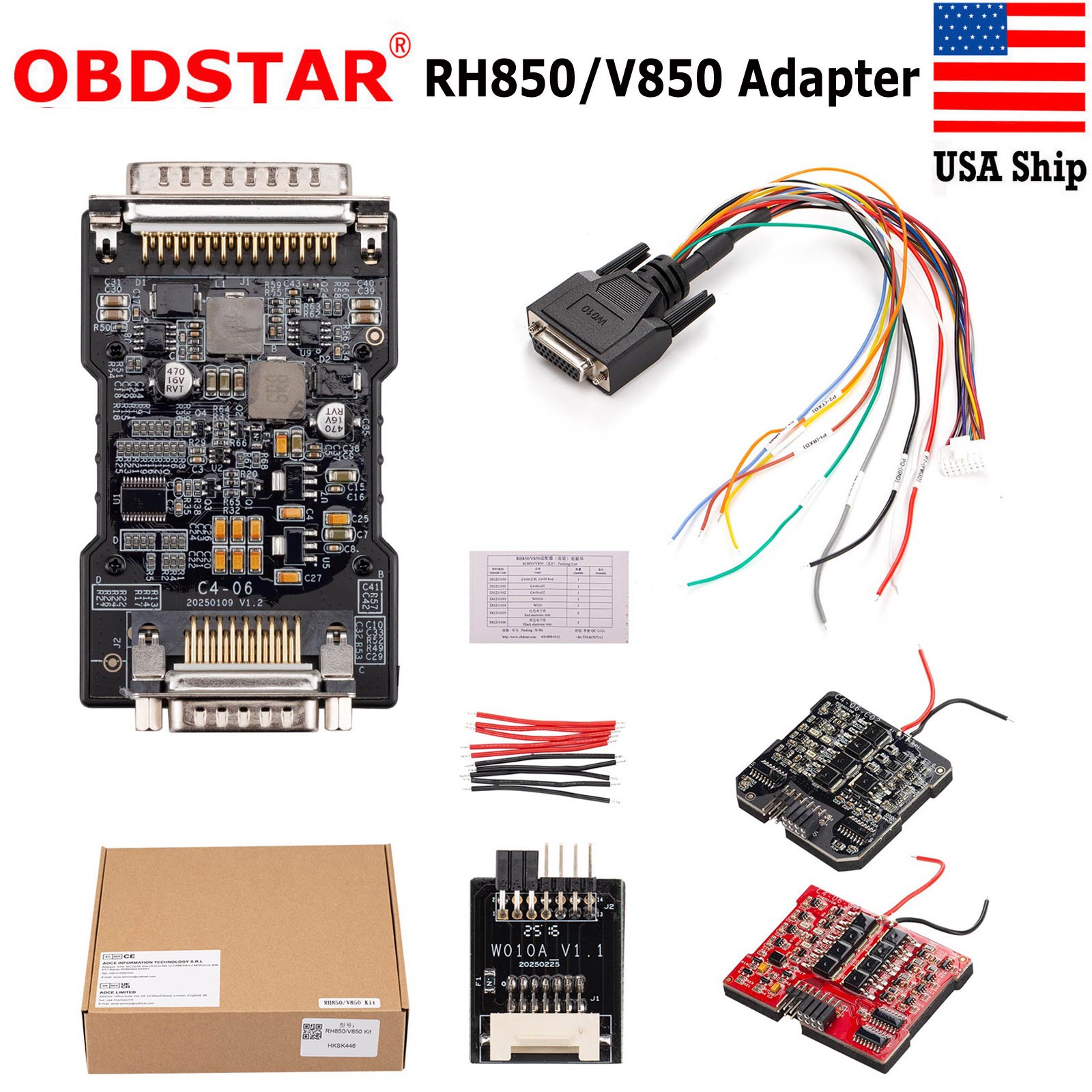 OBDSTAR RH850/V850 Adapter Kit for IMMO Data/Pincode Read,BC-M,ELV USA Stock