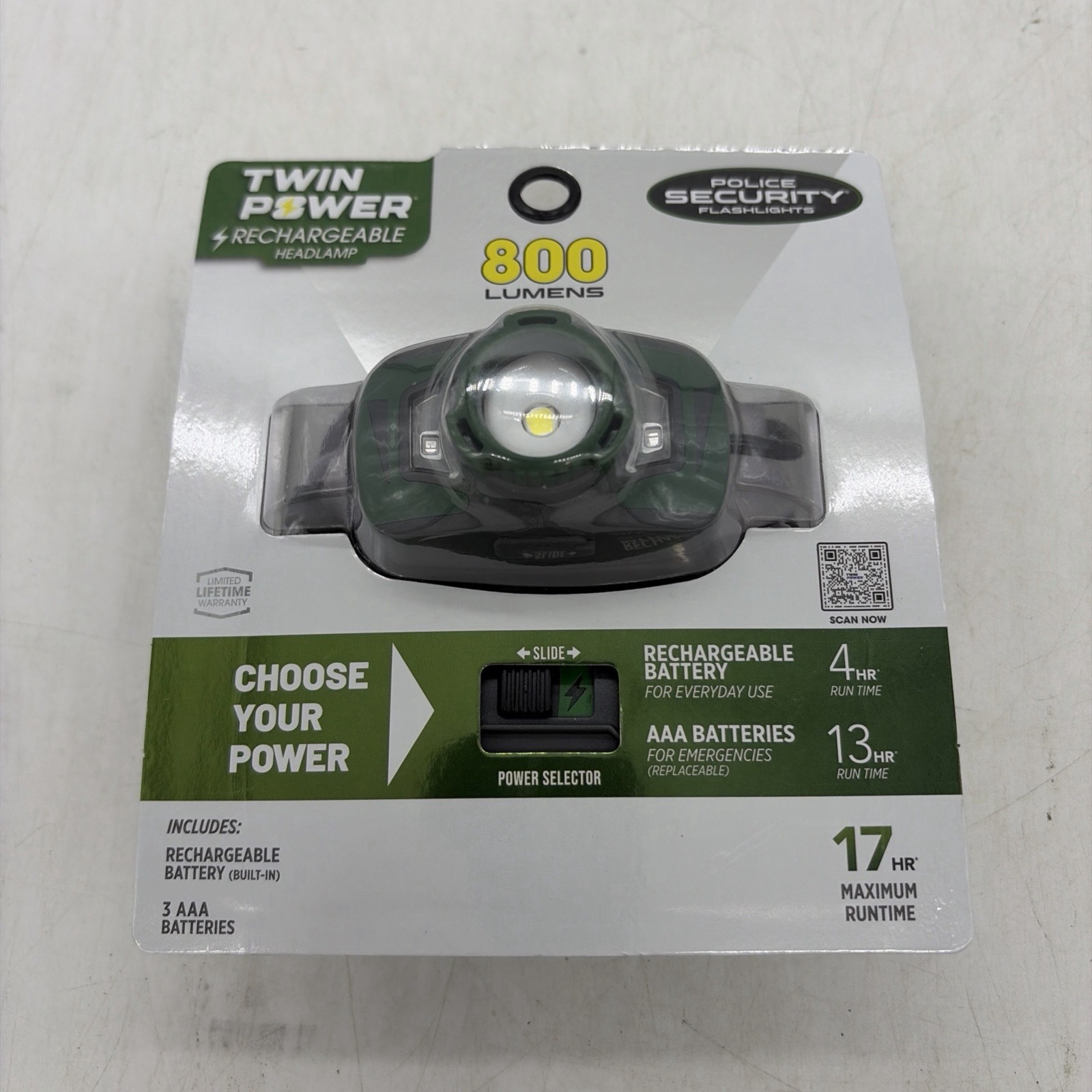 Police Security Twin Power 800 Lumen LED Headlamp With Batteries - 97708
