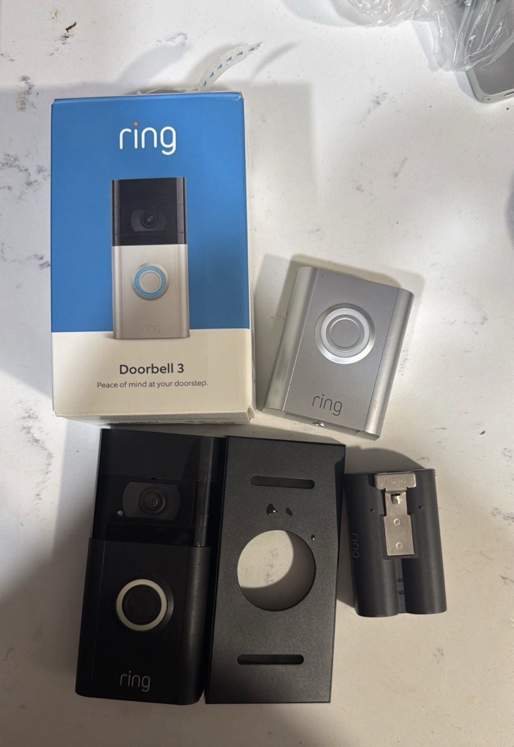 Ring Doorbell 3 Video Doorbell, Wi-Fi Wireless, Battery, Alexa, Black w/ Bracket