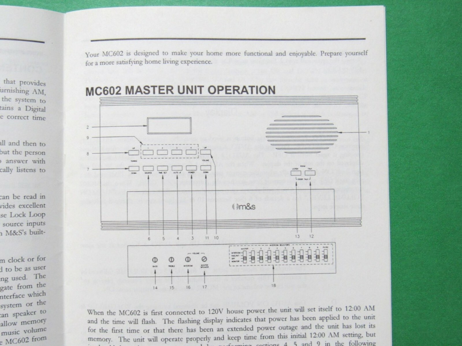MC602 Owner's Guide - Operating Instructions - Manual M&S Home Intercom